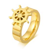 Stainless Steel Finger Ring, gold color plated & for man, 15mm, 6mm, 2.6mm, US Ring 