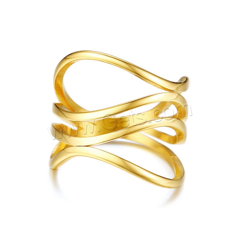 Stainless Steel Finger Ring, gold color plated, different size for choice & for woman, 15.6mm, 1.5mm, 1.5mm, US Ring Size:6-8, Sold By PC