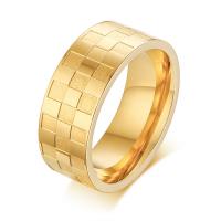 Stainless Steel Finger Ring, gold color plated & for man, 8mm, 2mm, US Ring 