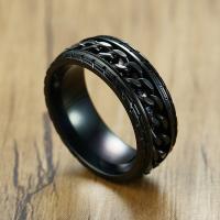 Stainless Steel Finger Ring, gun black plated & for man, 8mm, 2.6mm, US Ring 