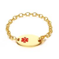 acier inoxydable bracelet, Placage de couleur d'or, chaîne ovale & pour femme & émail, 35.7mm Environ 8.3 pouce, Vendu par brin