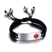 acier inoxydable bracelet, avec corde en nylon, bracelet tressé & unisexe & réglable & styles différents pour le choix & émail, couleur originale Environ 9 pouce, Vendu par brin