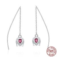 Thailand Sterling Silver Drop Earring, Tulip, micro pave cubic zirconia & for woman 