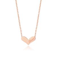 Stainless Steel Necklace, Heart, word love, rose gold color plated, oval chain & for woman Approx 17.5 Inch 