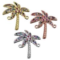 Cubic Zirconia Micro Pave Brass Connector, Palm Tree, plated, micro pave cubic zirconia & 1/1 loop Approx 1.5mm 