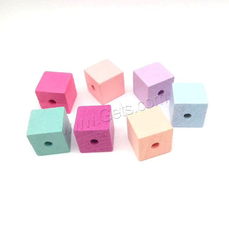 Dyed Wood Beads, Square, stoving varnish, different size for choice, Random Color, 100PCs/Bag, Sold By Bag