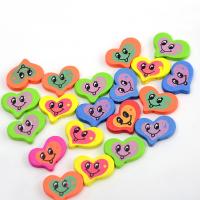 Dyed Wood Beads, Flat Heart, stoving varnish, Random Color Approx 1mm 