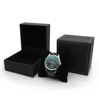 PU Leather Watch Box, with Plastic, Square black 