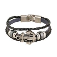 PU Leather Cord Bracelets, with Zinc Alloy, Anchor, handmade, braided bracelet & Unisex 10mm Approx 8.27 Inch 