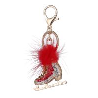 Rhinestone Zinc Alloy Key Chain, with Plush, Shoes, gold color plated, for woman & with rhinestone 110mm 