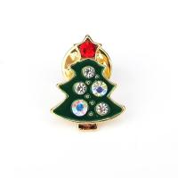 Zinc Alloy Collar Brooch, Christmas Tree, gold color plated, Unisex & enamel & with rhinestone 