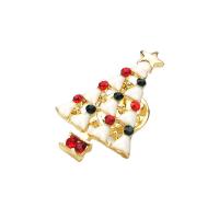 Zinc Alloy Collar Brooch, Christmas Tree, gold color plated, Unisex & enamel & with rhinestone 
