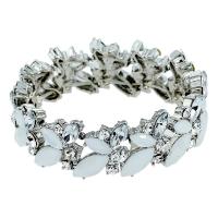 Zinc Alloy Crystal Bracelets, with Crystal, Leaf, silver color plated, for woman & faceted & with rhinestone Approx 11.8 Inch 