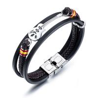 PU Leather Bracelet, with Stainless Steel, Guitar, hardwearing & Corrosion-Resistant & for man, original color, 37mm Approx 7 Inch 