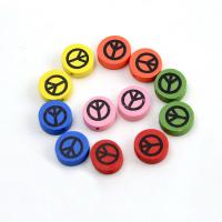 Dyed Wood Beads, Flat Round, stoving varnish, Random Color, 17mm Approx 1.5mm 