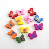 Gefärbtes Holz Perlen, Schmetterling, Einbrennlack, Zufällige Farbe, 25x18mm, Bohrung:ca. 2mm, 500PCs/Tasche, verkauft von Tasche