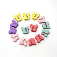 Gefärbtes Holz Perlen, Schmetterling, Einbrennlack, Zufällige Farbe, 15x15mm, Bohrung:ca. 2mm, 100PCs/Tasche, verkauft von Tasche