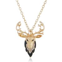Rhinestone Zinc Alloy Necklace, Antlers, plated, can be used as brooch or pendant & oval chain & for woman & enamel & with rhinestone Approx 21.5 Inch 