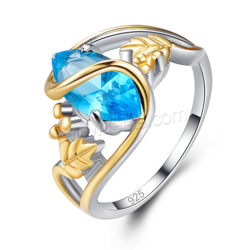 Zirkonia Messing Finger Ring, Platinfarbe platiniert, verschiedene Größen vorhanden & für Frau & mit kubischem Zirkonia, keine, frei von Nickel, Blei & Kadmium, 6x12mm, verkauft von PC