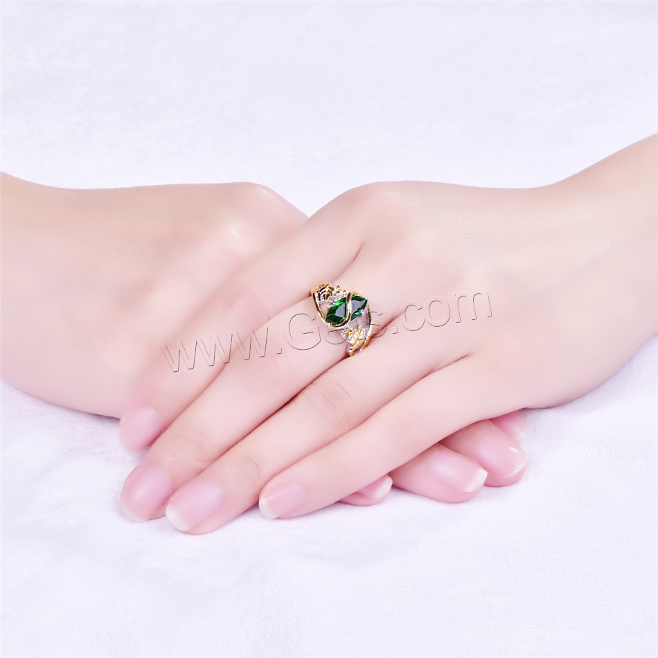 Zirkonia Messing Finger Ring, Platinfarbe platiniert, verschiedene Größen vorhanden & für Frau & mit kubischem Zirkonia, keine, frei von Nickel, Blei & Kadmium, 6x12mm, verkauft von PC