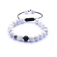 Natural Stone Bracelet, with Howlite & Lava & Black Agate, handmade, Unisex & adjustable 8mm Approx 7.09 Inch 