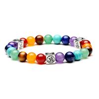 Zinc Alloy Bracelet, with Gemstone, plated, Unisex & radiation protection 8mm Approx 7.29 Inch 