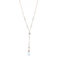 Zinc Alloy Sweater Chain Necklace, with ABS Plastic Pearl & Sea Opal, Teardrop, gold color plated, oval chain & for woman Approx 28.35 Inch 