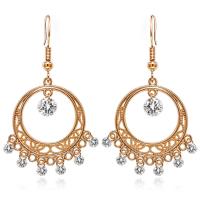 Zinc Alloy Drop Earring, gold color plated, micro pave cubic zirconia & for woman, 61mm 