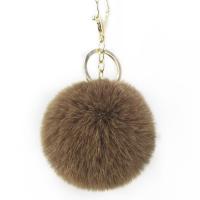 Zinc Alloy Key Chain, with Faux Rabbit Hair, gold color plated, handmade & for woman lead & cadmium free 