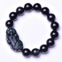 Schwarzer Obsidian -Armband, Fabelhaft wildes Tier, handgemacht, unisex & verschiedene Größen vorhanden, keine, verkauft von Strang