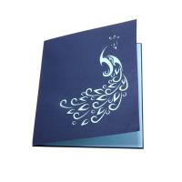 Papier 3D Grußkarte, Pfau, handgemacht, mit Umschlag & hohl, blau, 130x155mm, verkauft von PC
