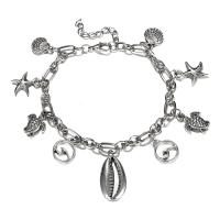 Zinc Alloy Anklet, with 2inch extender chain, antique silver color plated, ocean design & adjustable & oval chain & for woman Approx 8 Inch 