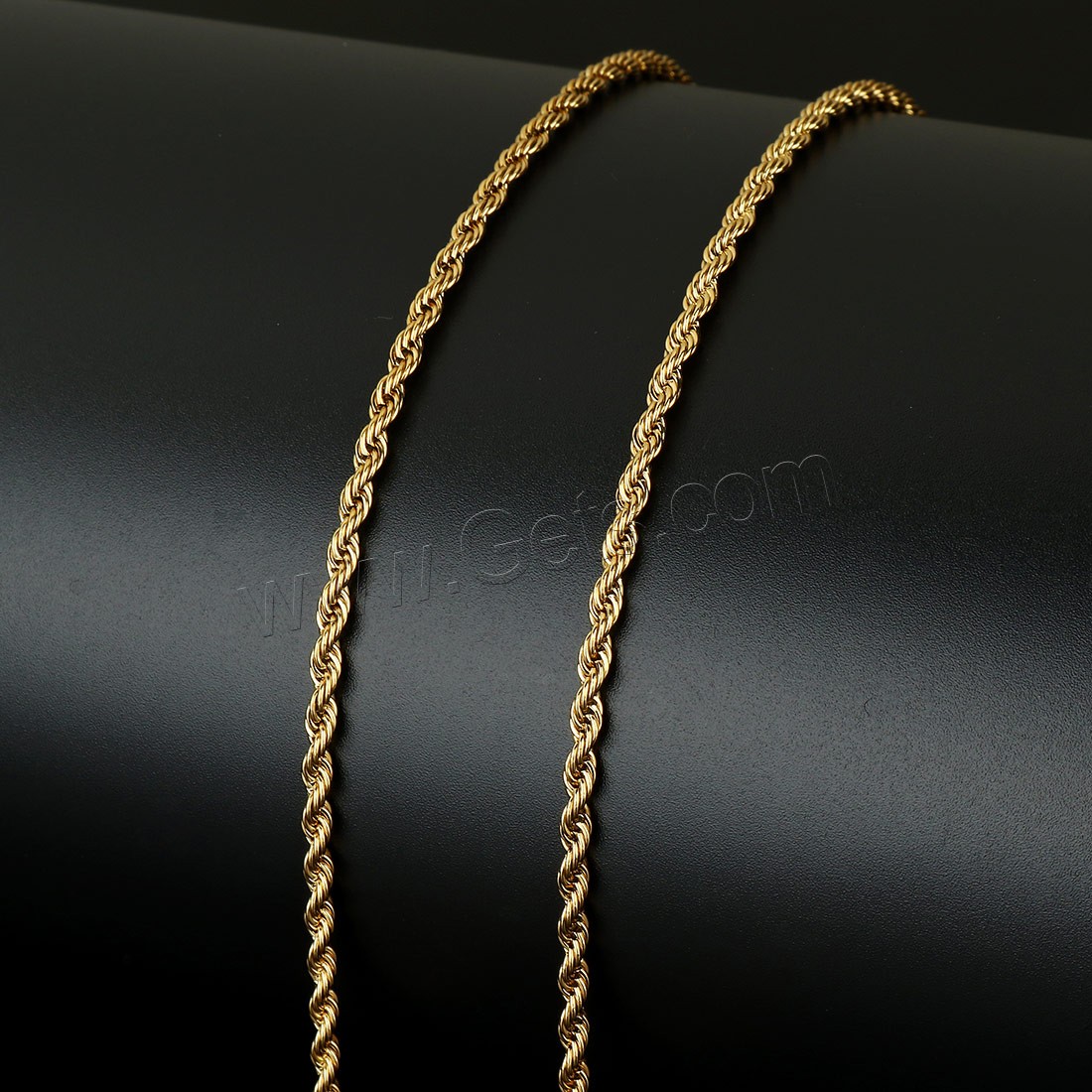 Rope Chain en acier inoxydable, avec bobine plastique, Placage de couleur d'or, normes différentes pour le choix & chaîne de corde, Environ 10m/bobine, Vendu par bobine