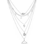 亜鉛合金のネックレス, 亜鉛合金, シルバーメッキ, 多層 & 楕円形の鎖 & 女性用, 長さ:約 12.5 インチ, 売り手 ストランド