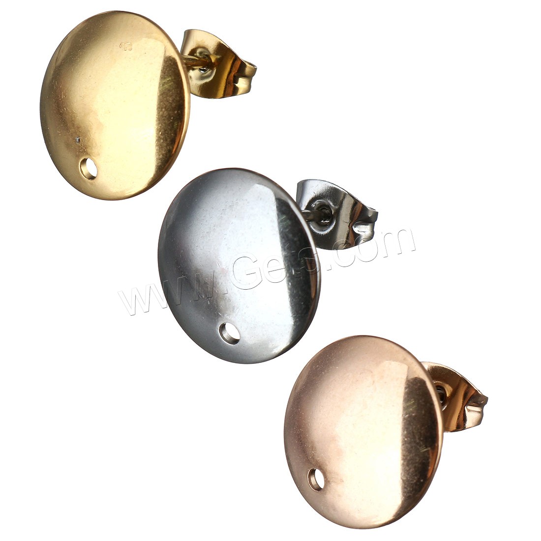 Stainless Steel Earring Stud Component, plated, with loop, more colors for choice, 13x13mm, Hole:Approx 1mm, Sold By PC