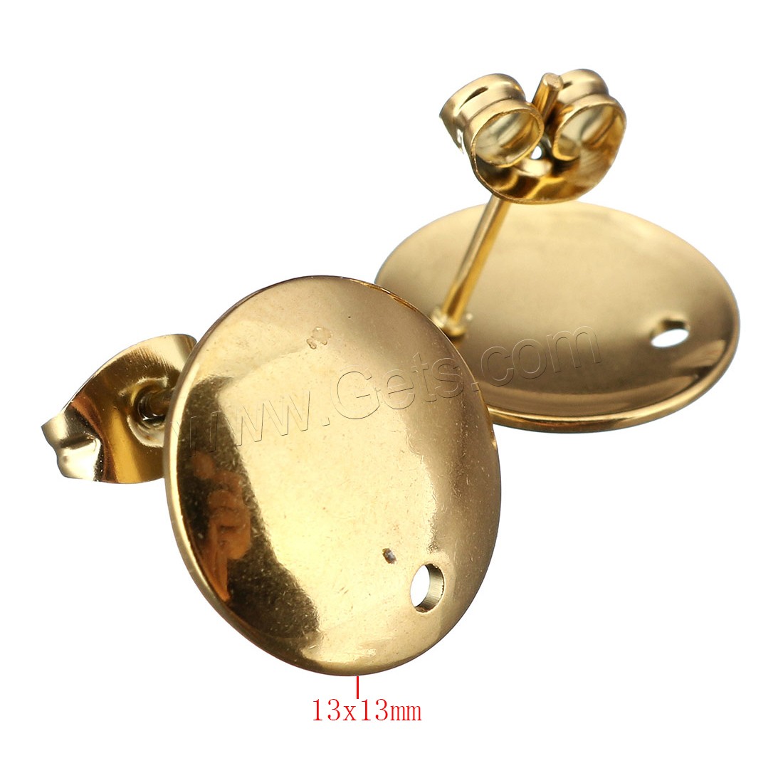 Stainless Steel Earring Stud Component, plated, with loop, more colors for choice, 13x13mm, Hole:Approx 1mm, Sold By PC