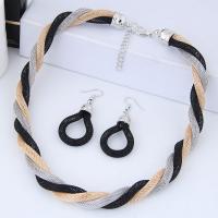 Fashion Zinc Alloy Jewelry Sets, earring & necklace, with Nylon Cord, plated, for woman Approx 17.7 Inch 