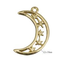 Hollow Brass Pendants, Moon, real gold plated Approx 1.5mm 
