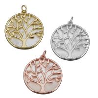 Brass Jewelry Pendants, with White Shell, Flat Round, plated Approx 3mm 