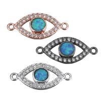 Cubic Zirconia Micro Pave Brass Connector, with Opal, Eye, plated, micro pave cubic zirconia & 1/1 loop Approx 1mm 