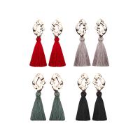 Fashion Tassel Earring, Cotton Thread, with Zinc Alloy, stainless steel post pin, gold color plated, for woman 