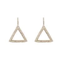 Zinc Alloy Rhinestone Drop Earring, stainless steel post pin, Triangle, plated, for woman & with rhinestone 