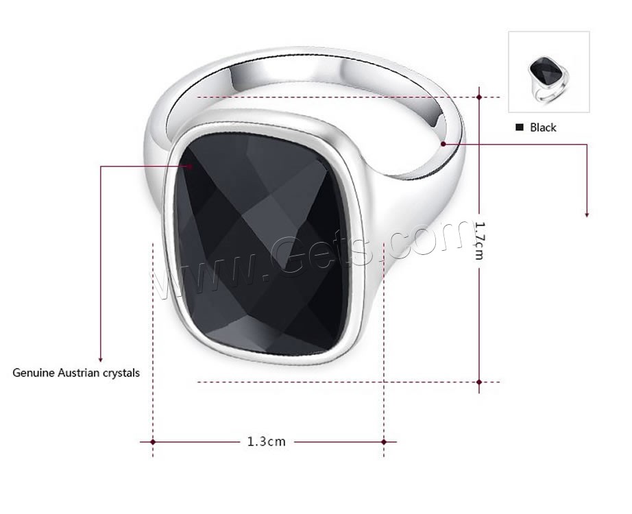 Zinc Alloy Finger Ring, with Austrian Crystal, platinum plated, different size for choice & for woman & faceted, 13mm, 17mm, US Ring Size:6-8, Sold By PC
