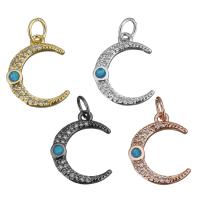 Cubic Zirconia Micro Pave Brass Pendant, with Opal, Moon, plated, micro pave cubic zirconia Approx 4mm 
