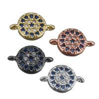 Cubic Zirconia Micro Pave Brass Connector, Flat Round, plated, micro pave cubic zirconia & 1/1 loop Approx 1mm 