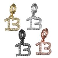 Cubic Zirconia Micro Pave Brass Pendant, Number, plated, micro pave cubic zirconia Approx 4.5mm 