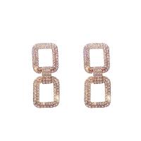 Zinc Alloy Rhinestone Drop Earring, stainless steel post pin, plated, for woman & with rhinestone 