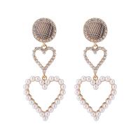 Zinc Alloy Rhinestone Drop Earring, with ABS Plastic Pearl & Cloth, stainless steel post pin, gold color plated & for woman & with rhinestone 