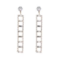 Zinc Alloy Rhinestone Drop Earring, stainless steel post pin, Rectangle, plated, for woman & with rhinestone 