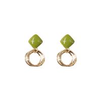 Zinc Alloy Drop Earring, stainless steel post pin, gold color plated, for woman & enamel 30mm 